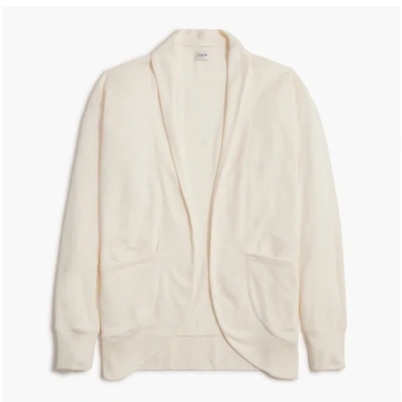 NWT J Crew Factory size Large Cream Modal Knit Open Front Wrap Cardigan Work New - Picture 1 of 9